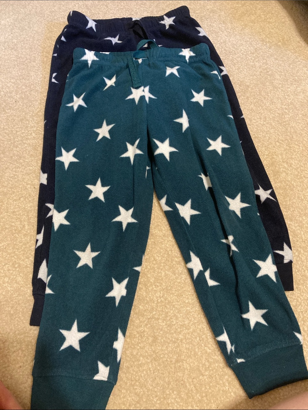Primary Star-Print Fleece Joggers in Navy and Teal
